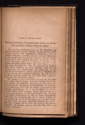 Vorläufig als Manifest gedruckt! Allerdurchlauchtigster, Großmächtigster Kaiser und König! Allergnädigster Kaiser, König und Herr!