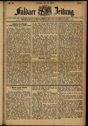 Ausgabe vom Dienstag, den 31. März 1885.