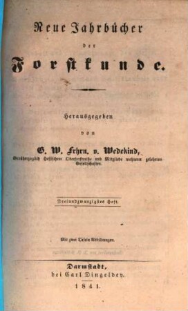 Neue Jahrbücher der Forstkunde. 23. 1841