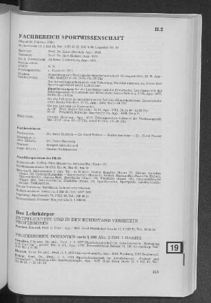 Fachbereich Sportwissenschaft