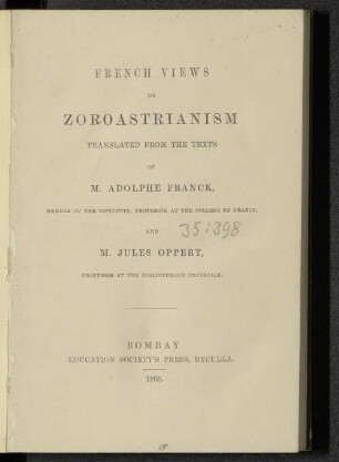 French views on Zoroastrianism