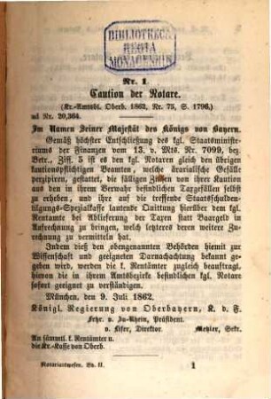 Das Notariatswesen im Königreich Bayern diesseits des Rheins : mit allerhöchster Bewilligung. 2