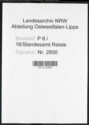Sterberegister Standesamt Reiste