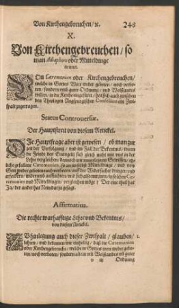 X. Von Kirchengebreuchen/ so man Adiaphora oder Mitteldinge nennet.