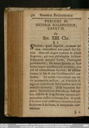 Caput III. De Sec. XIII. Chr.