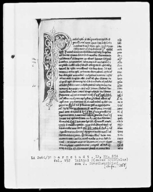 Petrus Lombardus, Glossatura maior super epistolas pauli — Initiale P (aulus apostolus), Folio 152recto