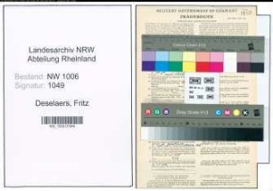 Entnazifizierung Fritz Deselaers , geb. 12.06.1900 (Landwirt)