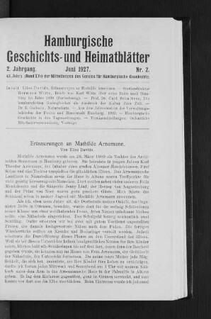 Erinnerungen an Mathilde Arnemann.