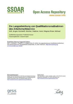 Die Langzeitwirkung von Qualifikationsmaßnahmen des Arbeitsmarktservice