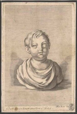 Kinderkopf, Abb. 34 aus: Disegni intagliati in rame di pitture antiche ritrovate nelle scavazioni di Resina, Neapel 1746