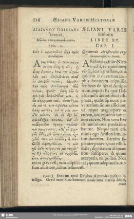 Ailianu Poikilēs his[t]orias Biblion te[tartos]kaidekaton