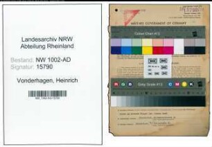 Entnazifizierung Heinrich Vonderhagen, geb. 03.12.1898 (Stadtobersekretaer)