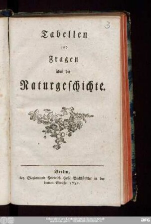 Tabellen und Fragen über die Naturgeschichte