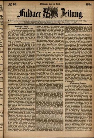 Ausgabe vom Mittwoch, den 16. April 1884.
