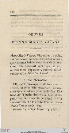 Oeuvre d’Anne Marie Vajani