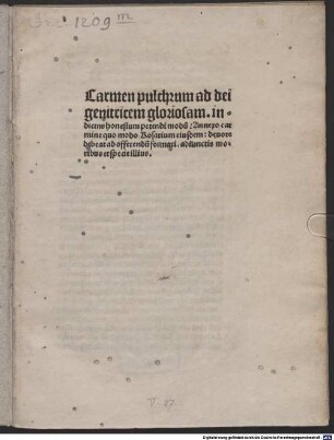 Carmen ad dei genetricem gloriosam : mit Forma et mores beatae Mariae