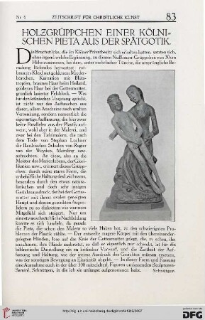 Holzgrüppchen einer kölnischen Pieta aus der Spätgotik