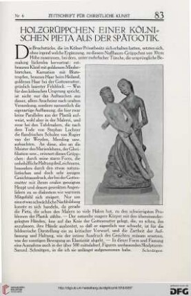 Holzgrüppchen einer kölnischen Pieta aus der Spätgotik