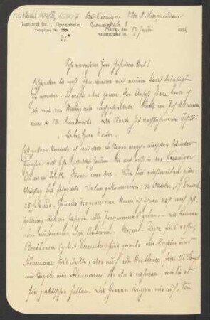 Brief an Ludwig Strecker  und B. Schott's Söhne : 17.06.1904