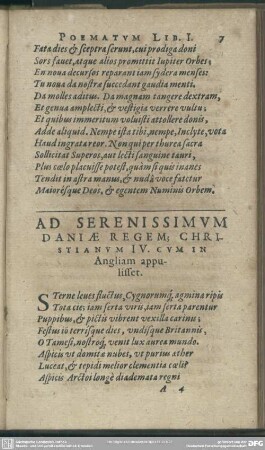 Ad Serenissimum Daniae Regem[que] Christianum IV. Cum In Angliam appulisset