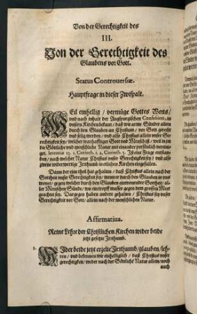 "III. Von der Gerechtigkeit des Glaubens von Gott"