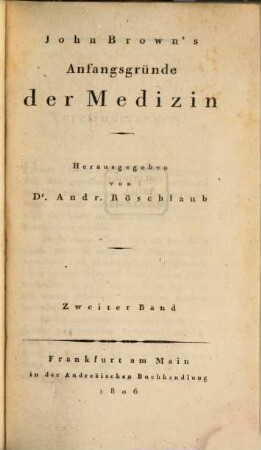 John Brown's Anfangsgründe der Medizin, 2