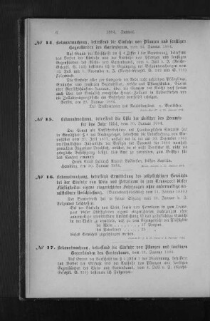 No. 15. Bekanntmachung, betreffend die Liste der Beisitzer des Seeamts für das Jahr 1884, vom 30. Januar 1884.