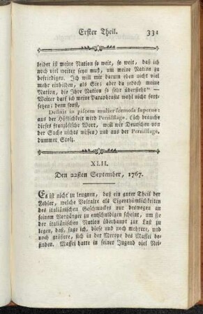 XLII. Den 22sten September, 1767