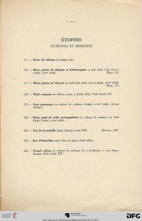 Étoffes anciennes et modernes (Nr. 117-125)