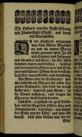 Die Historie von der Aufferstehung und Himmelfahrt Christi/ aus denen vier Evangelisten. = Historia wot-teho hohrestacza a k-njebessamstpicza Krystuffoweho/ seschtyrjoch Evangelistow.