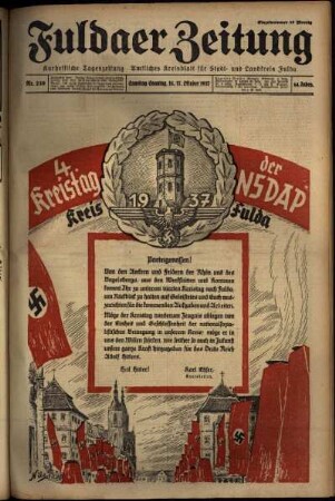 Erste Ausgabe vom Samstag, den 16. Oktober 1937.