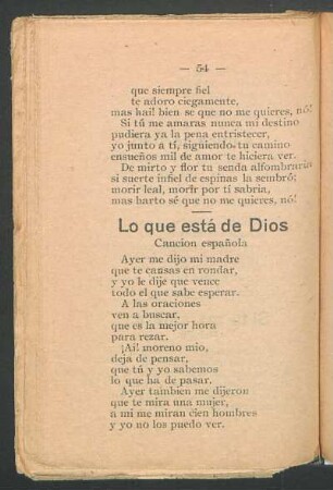 Lo que está de Dios : Canción española