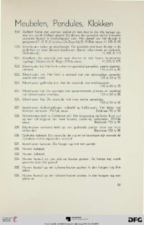 Meubelen, pendules, klokken (Nr. 519-566)