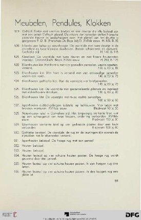 Meubelen, pendules, klokken (Nr. 519-566)