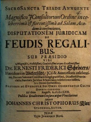 Diss. de feudis regalibus