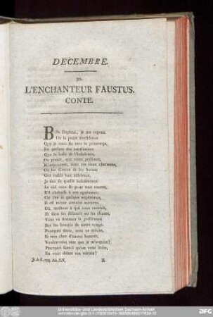 Decembre. L'Enchanteur Faustus. Conte.