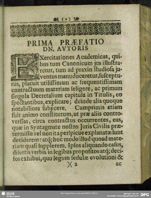 Prima Praefatio Dn. Autoris