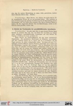 2. Bericht des Vorsitzenden des geschäftsführenden Ausschusses