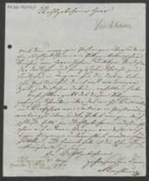 Brief von Kirchbauer an Johann Jacob Kohlhaas
