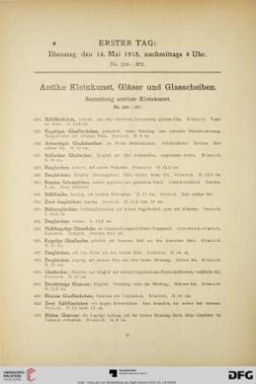 Antike Kleinkunst, Gläser und Glasscheiben. Sammlung antiker Kleinkunst. (Nr. 224-372)