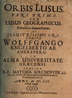 Orbis lusus, pars prima : seu lusus geographicus