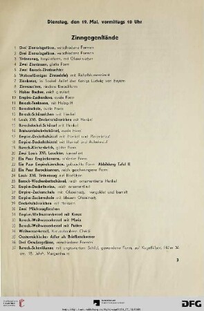 Zinngegenstände (Nr. 1-87)