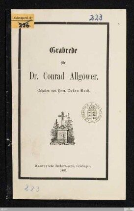 Grabrede für Dr. Conrad Allgöwer