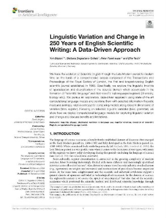 Linguistic Variation and Change in 250 Years of English Scientific Writing: A Data-Driven Approach