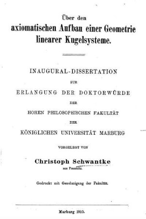 Über den axiomatischen Aufbau einer Geometrie linearer Kugelsysteme