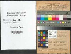 Entnazifizierung Paul Schmidt , geb. 25.03.1899 (Angestellter)