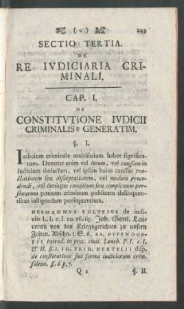 Cap. I. De Constitutione Iudicii Criminalis Generatim