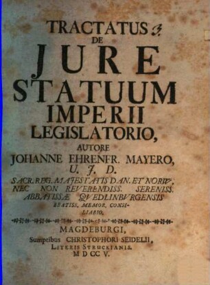 Tractatus De Jure Statuum Imperii Legislatorio