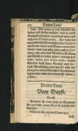 Dritter Titul/ Vom Bapst.