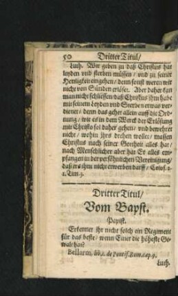 Dritter Titul/ Vom Bapst.